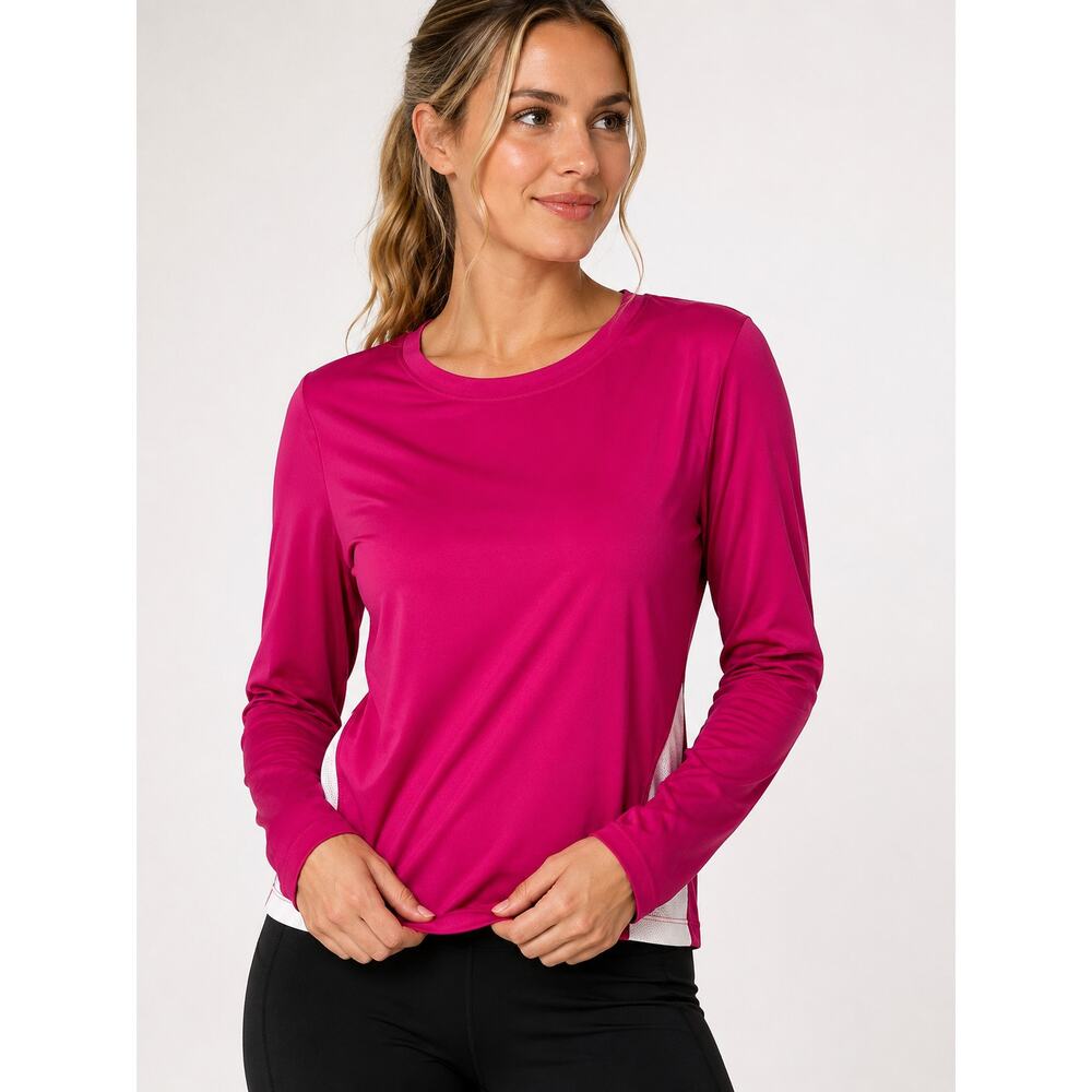 Champion C9 Women's L Pink Mesh Panel Long Sleeve Athletic Workout Top
